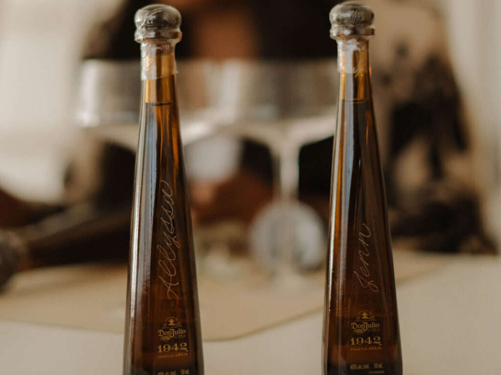 Brand activation calligraphy engraved tequila bottles