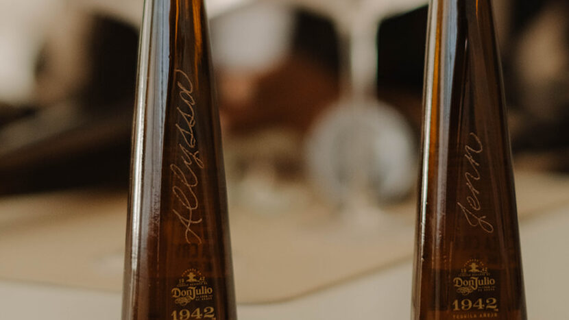 Brand activation Bay Area calligraphy engraved tequila bottles